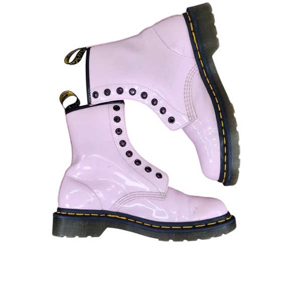 Dr. Martens 1460 Patent Leather Boots in Pale Pink - Picture 9 of 11